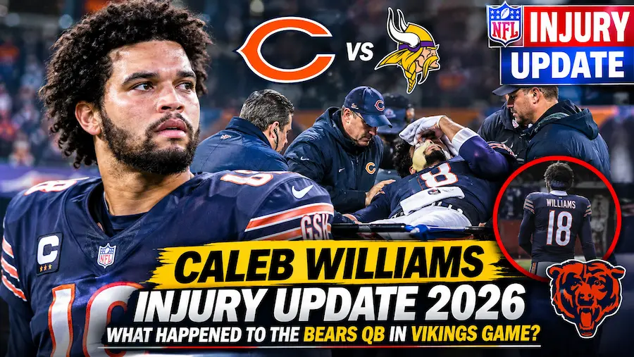 Caleb Williams Injury Update 2026 What Happened to the Chicago Bears QB in the Vikings Game by TrendiesFocus. Caleb Williams injury update (2026) after the Chicago Bears vs Minnesota Vikings game. Find out what happened, injury details, the Bears' score, the NFL standings, and official reports for fans in the USA.