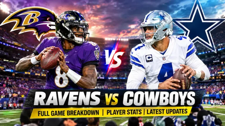 Ravens vs. Cowboys 2026 Latest Update, Player Stats, Full Game Breakdown and where to watch Baltimore Ravens vs. Dallas Cowboys in the USA by trendiesfocus. latest Ravens vs. Cowboys 2026 update, full match stats, player performances, and where to watch in the USA. Complete NFL game analysis.